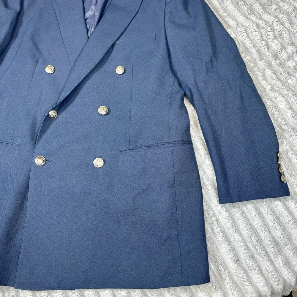 Garson‎ Pierye men's size R42 dark blue silver tone buttons w lions blazer